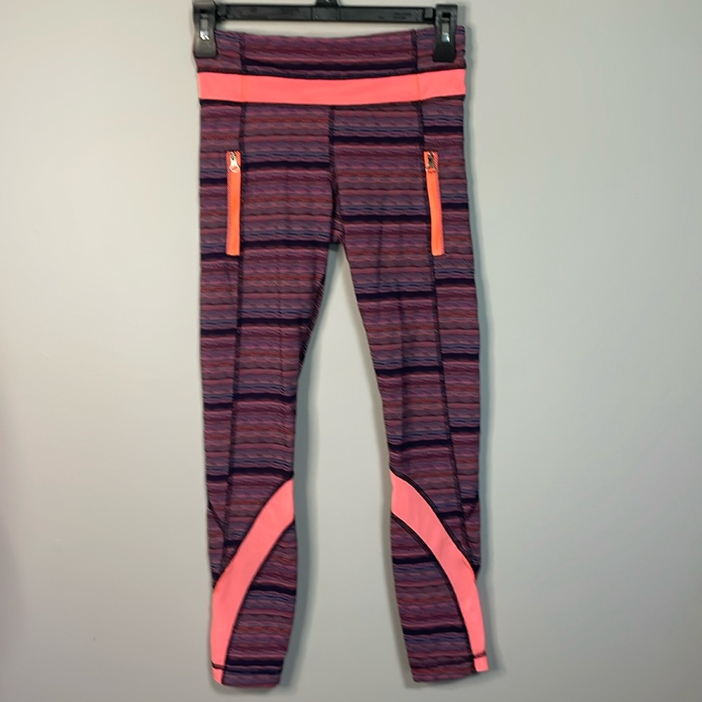 Lululemon Purple and Peach Crop 24” Leggings Size 4